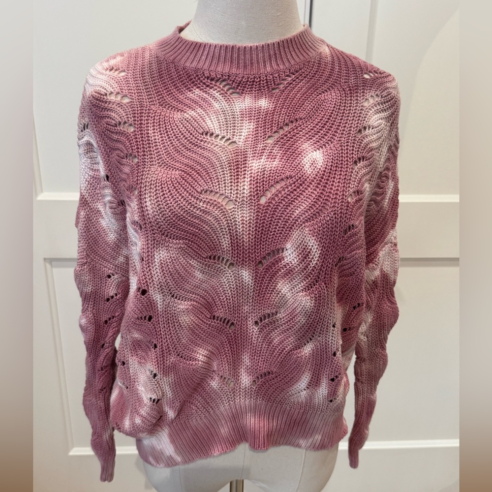 525 AMERICA | Pink and White Crew Neck Sweater | Size: XS
